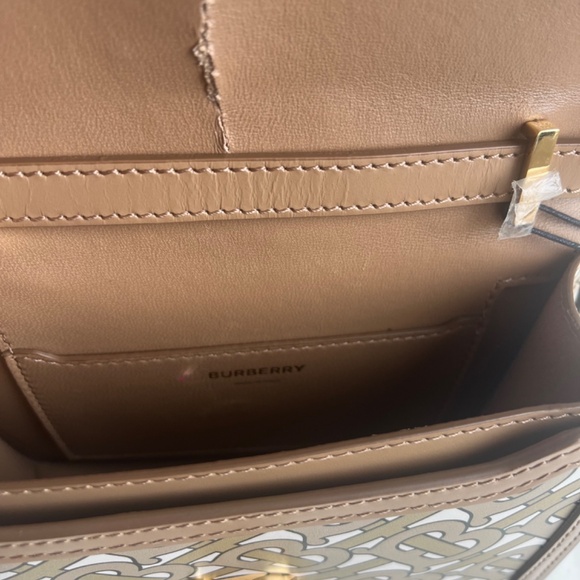NWT Burberry TB Leather Monogram Small Beige Crossbody Shoulder Bag Purse - Picture 8 of 14